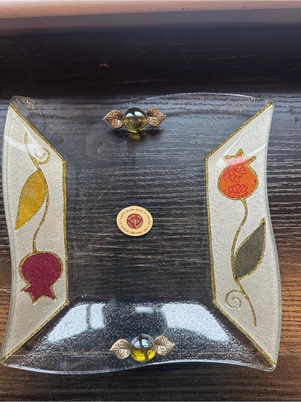 Unique Handmade Glass Dish from Israel – Decorative Trinket Tray